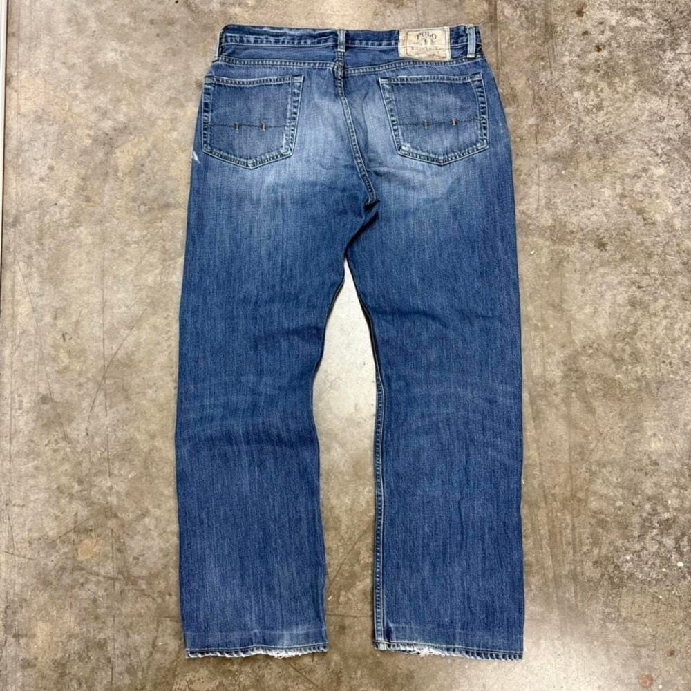 Vintage Y2K Polo Ralph Lauren Straight Leg Medium Wash Distressed Jeans 38x31